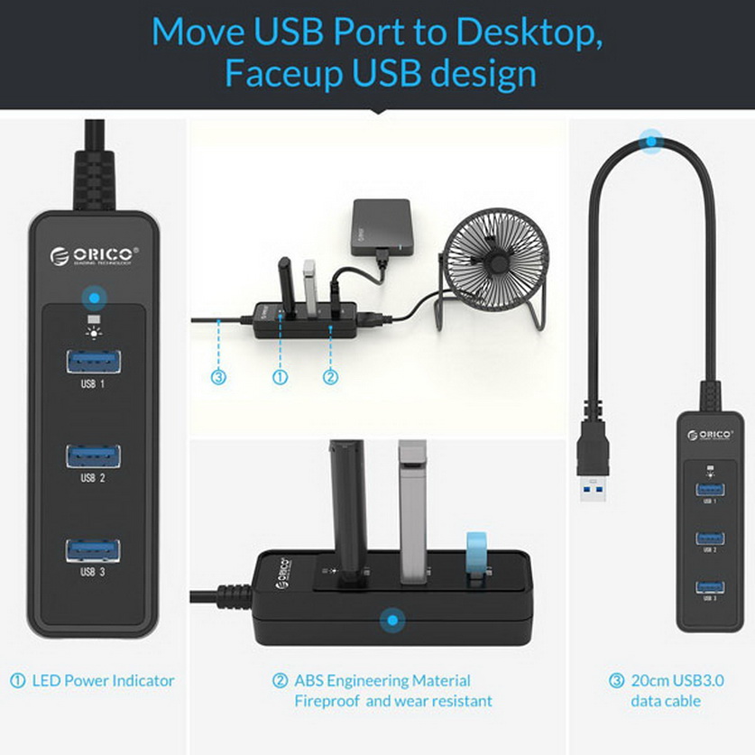 Bộ chia USB HUB 4 cổng USB 3.0 - Orico